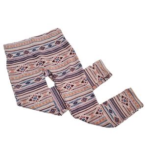 First Looks by Hue Navajo Stripe Southwest Print Knit Legging Pink Multi S/M